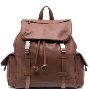 Eleventy double-buckle fastening leather backpack