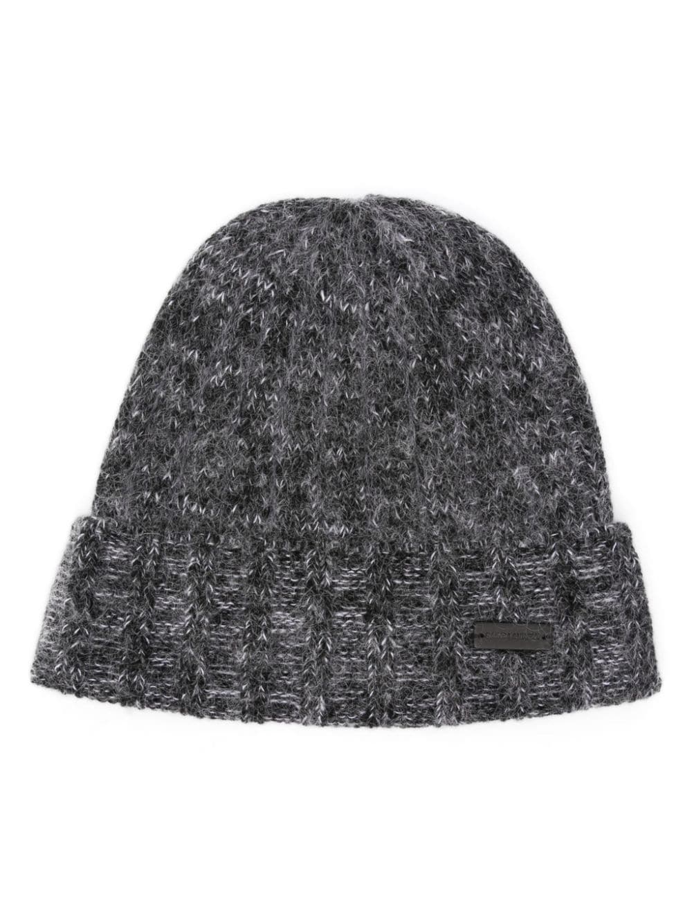 Saint Laurent logo-plaque knitted beanie