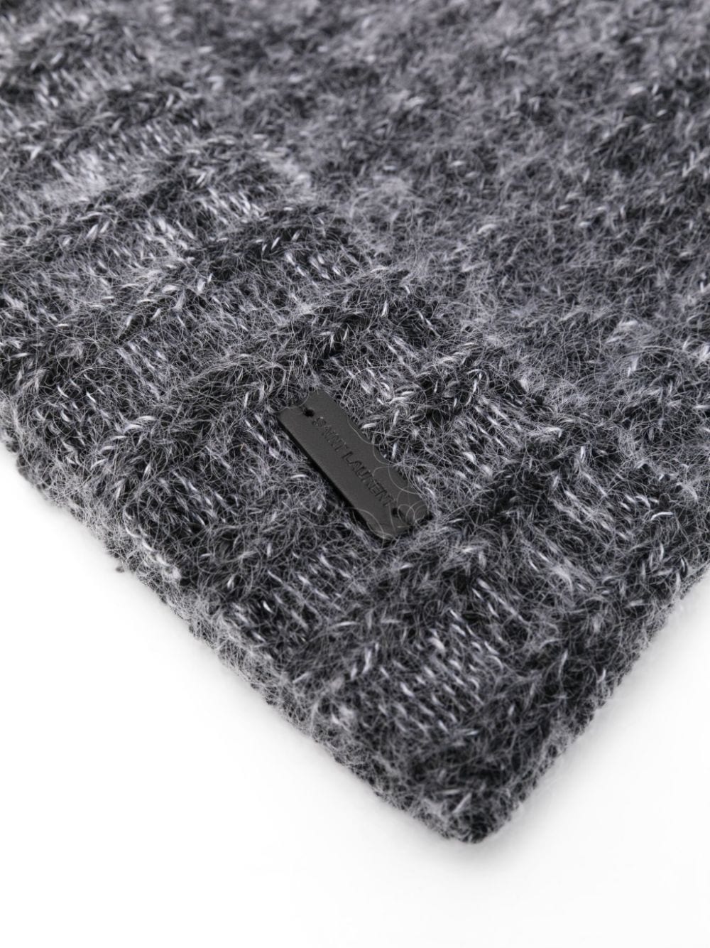 Saint Laurent logo-plaque knitted beanie - Image 2