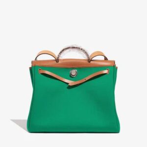 Hermès Herbag 39 Top Handle Bag in Vert Toile and Gold Vache Hunter bag
