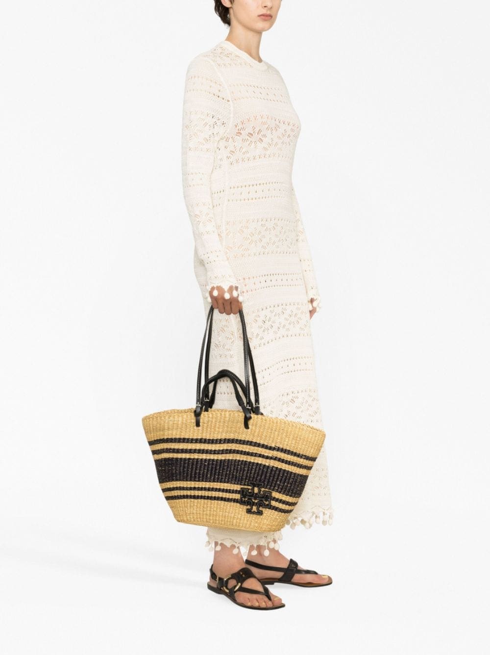 Tory Burch Ella striped raffia tote bag - Image 2