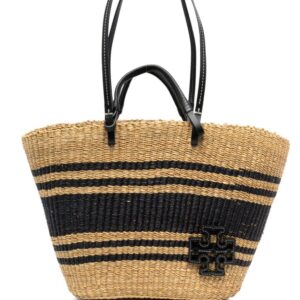 Tory Burch Ella striped raffia tote bag