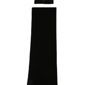 BOSS logo-patch ribbed-knit beanie