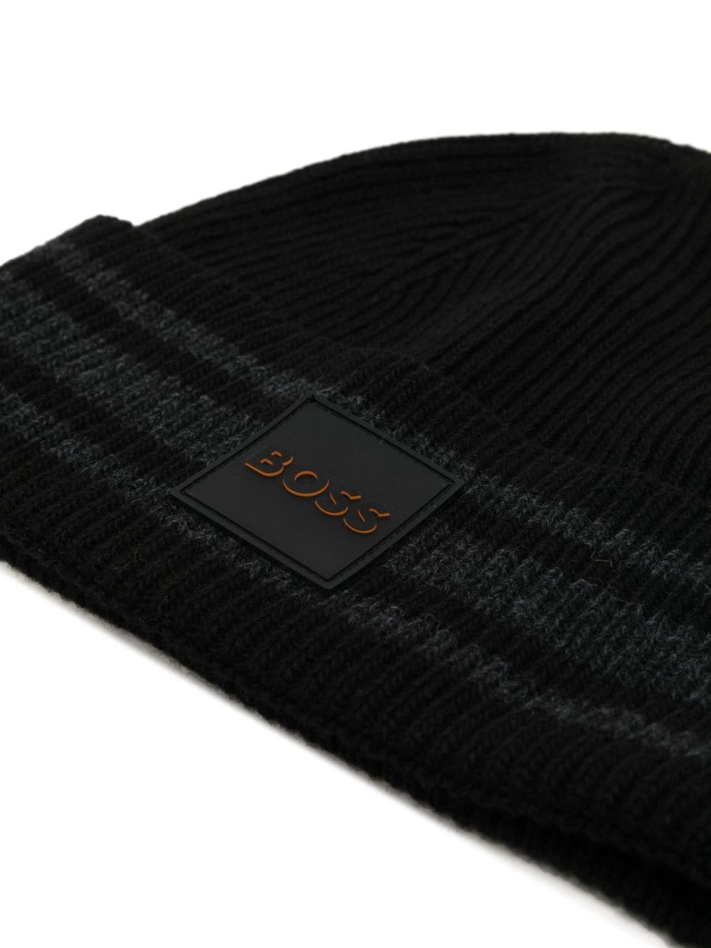 BOSS logo-patch ribbed-knit beanie - Image 3