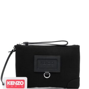 Kenzo  logo-debossed canvas clutch bag
