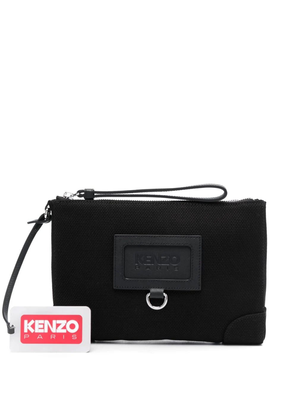 Kenzo logo-debossed canvas clutch bag