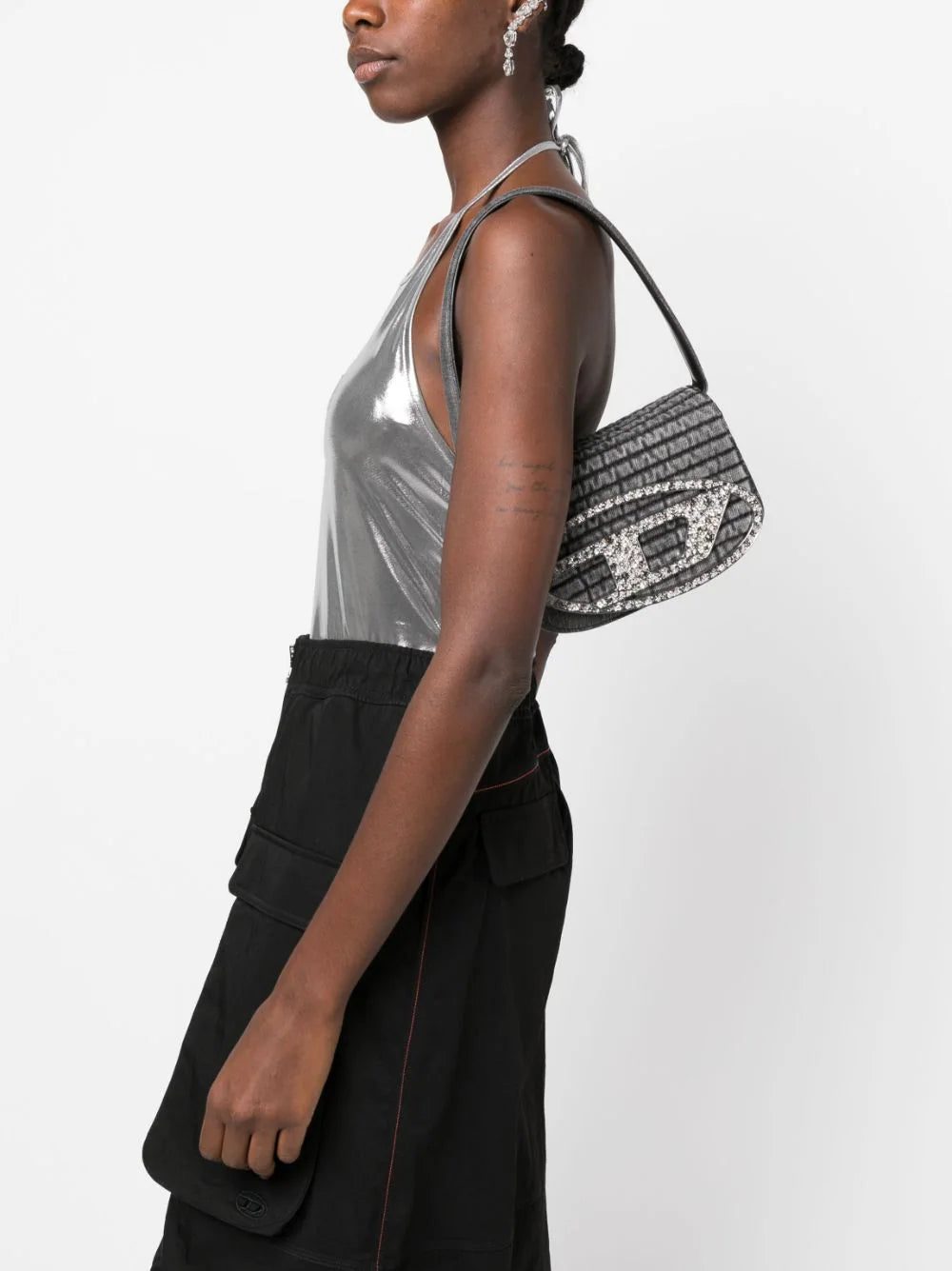 Diesel 1dr denim shoulder bag - Image 2