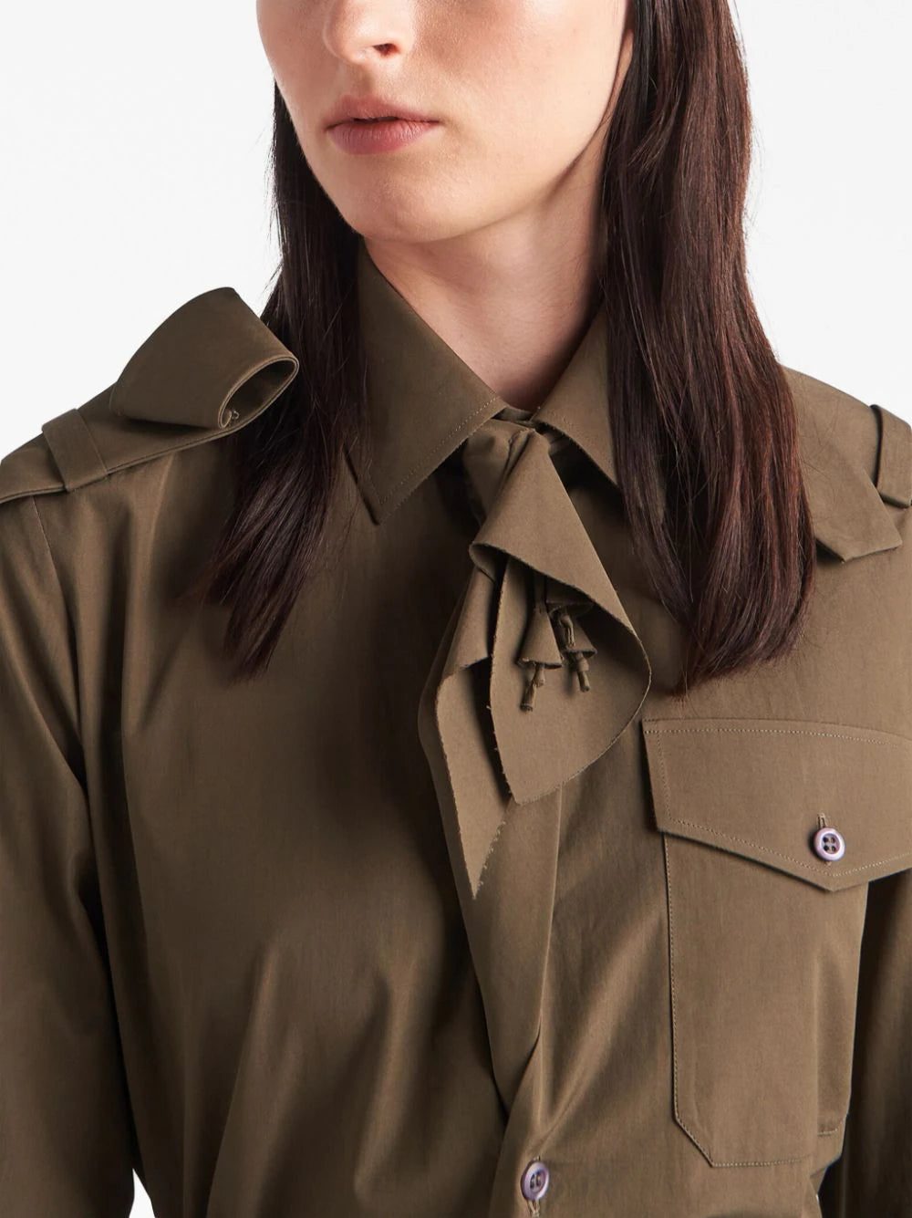 Prada logo-plaque poplin shirt - Image 4