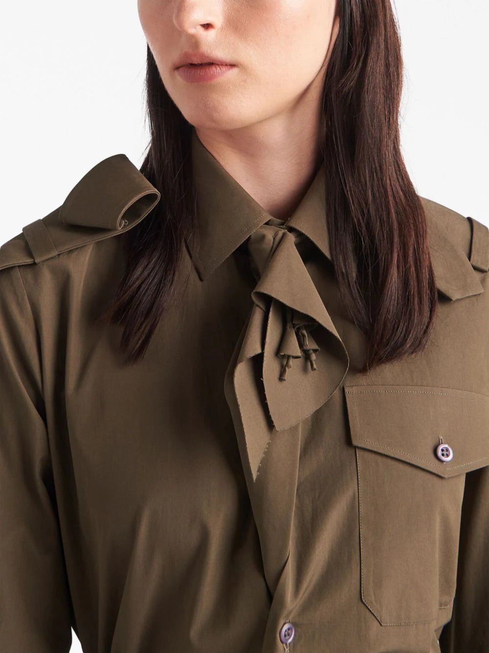 Prada logo-plaque poplin shirt - Image 4