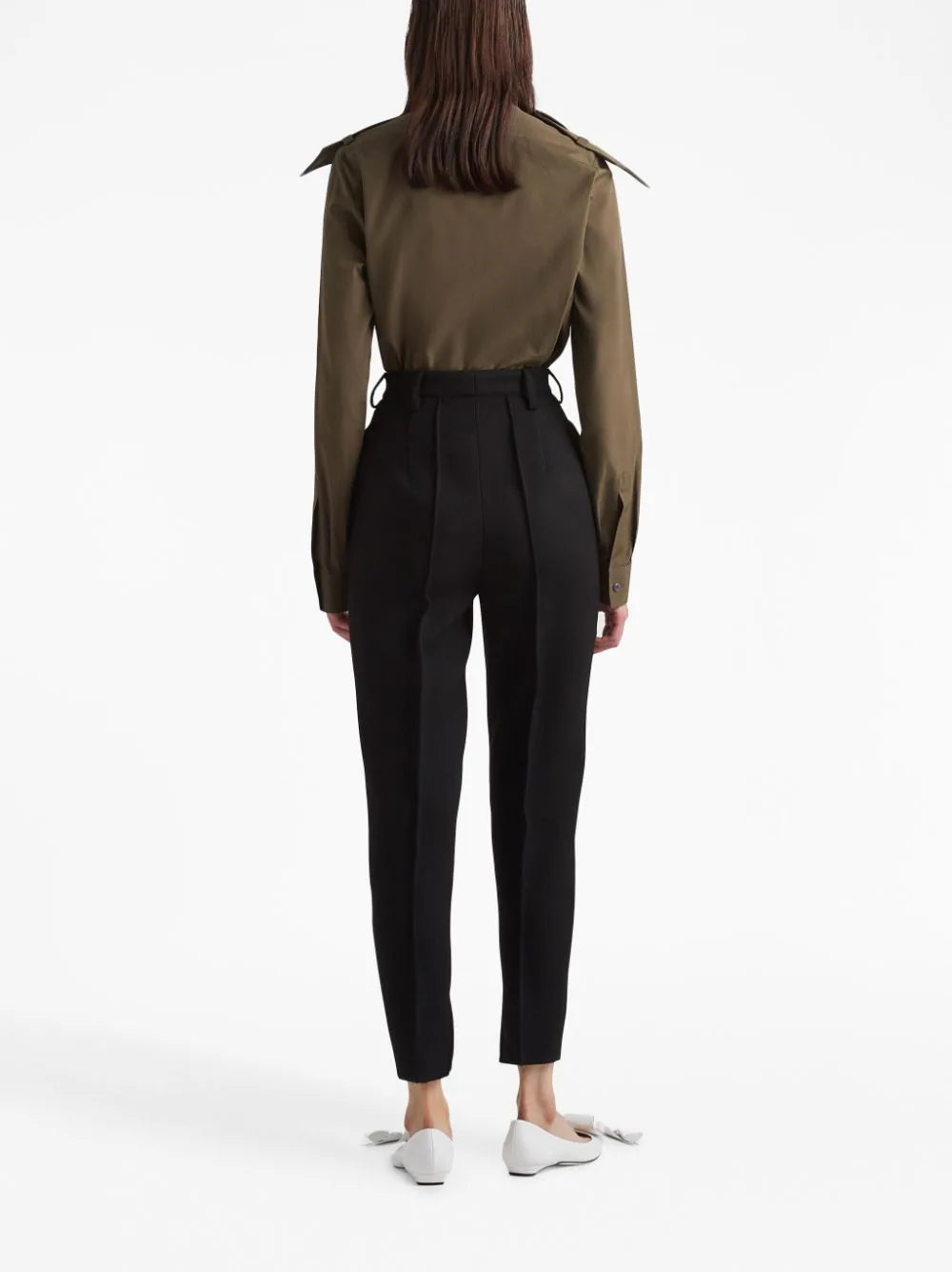 Prada logo-plaque poplin shirt - Image 3