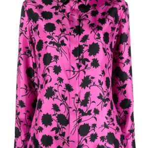 Versace  Floral Silhouette-print silk shirt