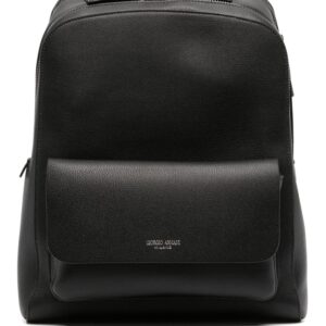 Giorgio Armani logo-stamp leather backpack