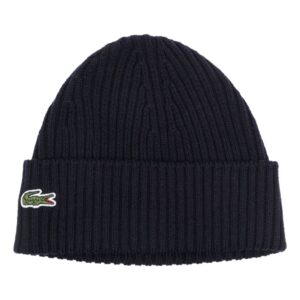 Lacoste logo-patch ribbed-knit beanie