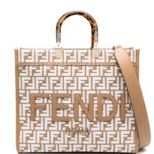 FENDI medium Sunshine raffia tote bag