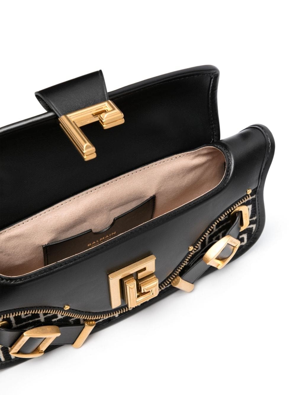 Balmain Blaze monogram-jacquard leather clutch bag - Image 5