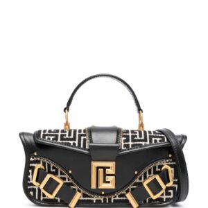 Balmain Blaze monogram-jacquard leather clutch bag