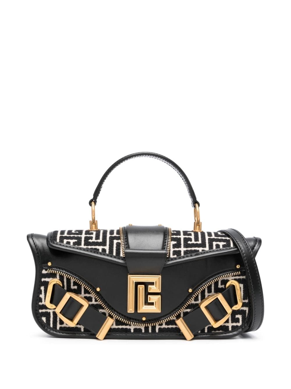 Balmain Blaze monogram-jacquard leather clutch bag