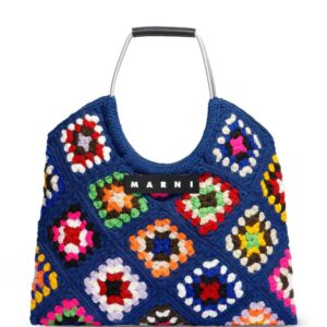 Marni Market geometric-pattern crochet tote bag