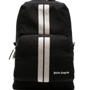 Palm Angels logo-embroidered striped backpack