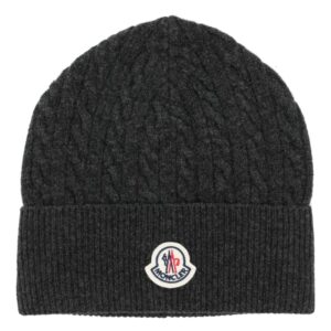 Moncler logo-appliqué cable-knit beanie