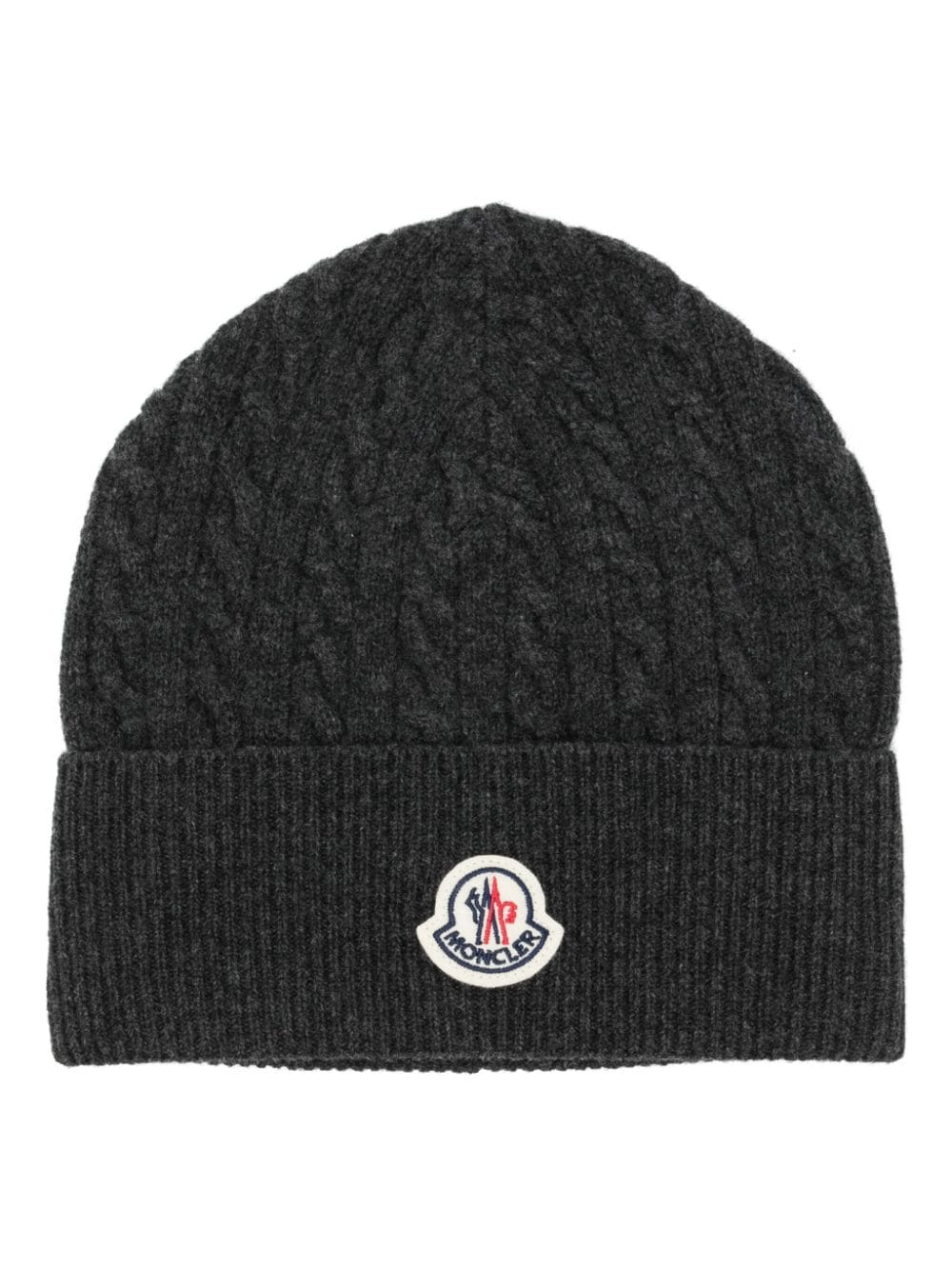 Moncler logo-appliqué cable-knit beanie