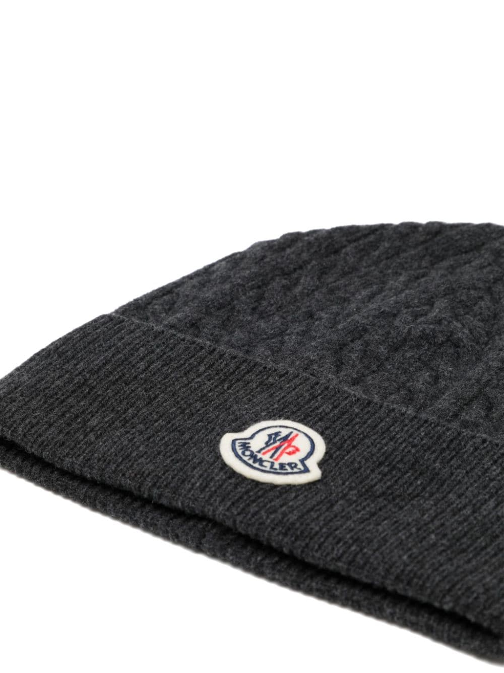 Moncler logo-appliqué cable-knit beanie - Image 2