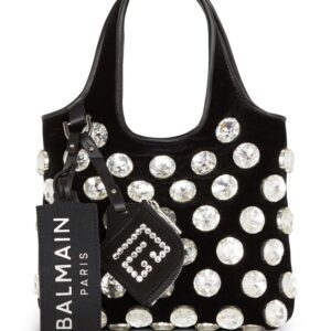 Balmain crystal-embellished velvet tote bag