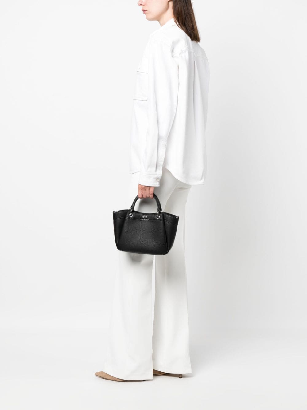 Armani Exchange logo-debossed grained-texture tote bag - Image 2