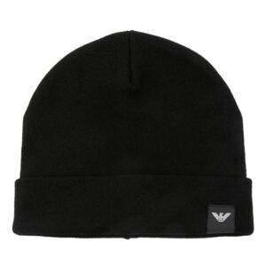 Emporio Armani logo-patch fine-knit beanie
