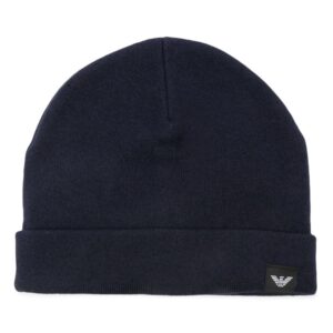 Emporio Armani logo-patch fine-knit beanie