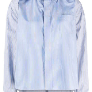 sacai  striped panelled cotton shirt