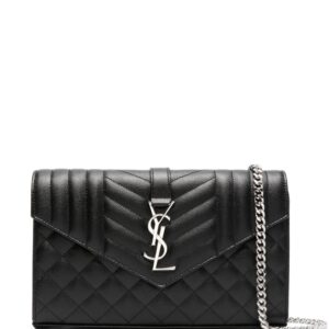 Saint Laurent logo-plaque quilted clutch bag