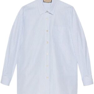 Gucci  logo-embroidered striped cotton shirt