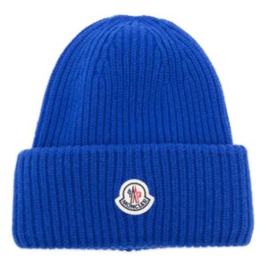 Moncler logo-patch ribbed-knit beanie
