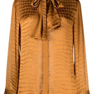 Versace  croc-effect scarf-tie shirt