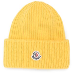 Moncler logo-patch fisherman's-knit beanie