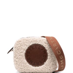 Stella McCartney logo-patch faux-shearling crossbody bag