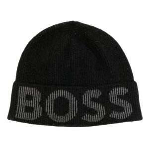BOSS logo-print knitted beanie