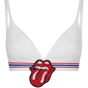 DSQUARED2 logo-appliqué striped bra