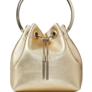 Jimmy Choo Bon Bon metallic-finish bucket bag
