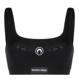 Marine Serre  logo-patch scoop-neck cotton bra
