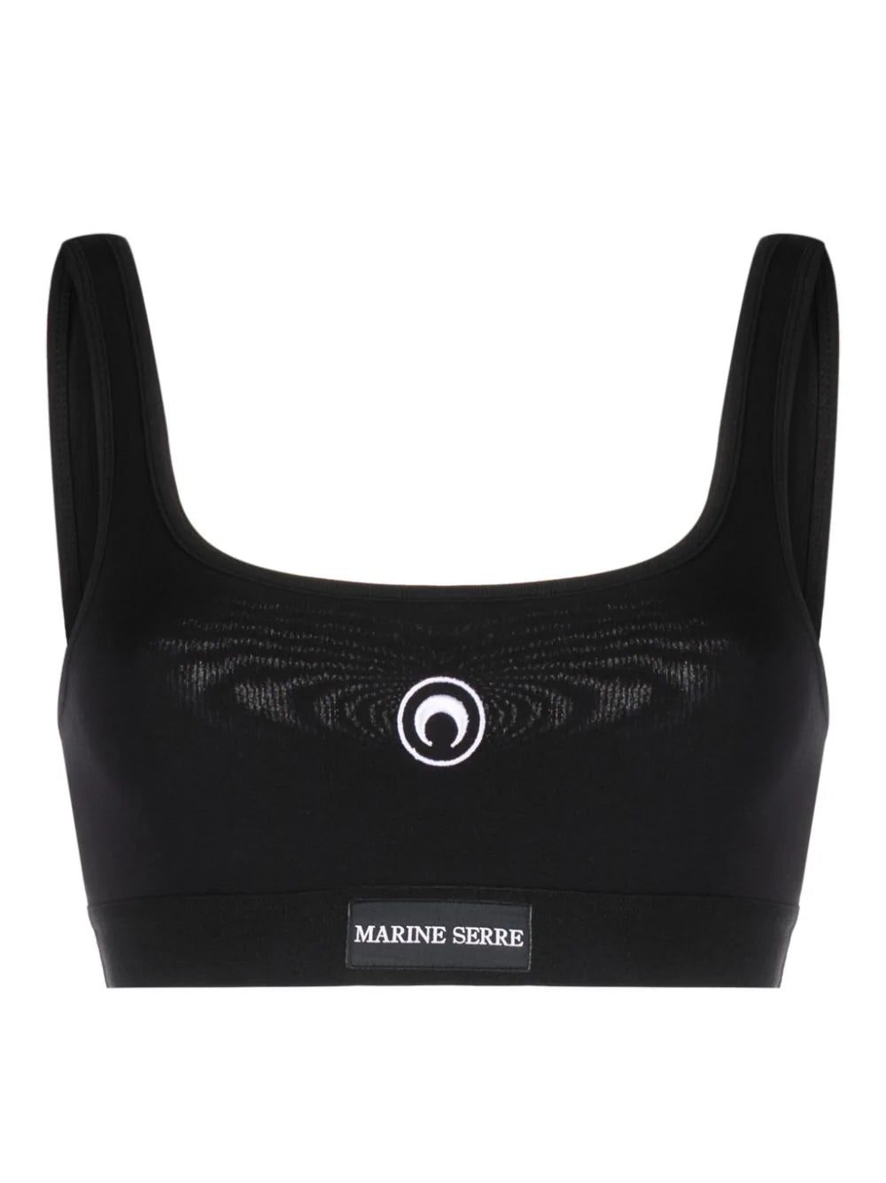 Marine Serre logo-patch scoop-neck cotton bra
