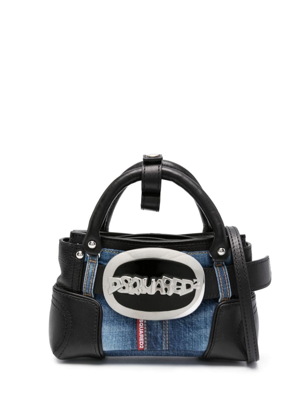 DSQUARED2 Belt denim-patchwork tote bag