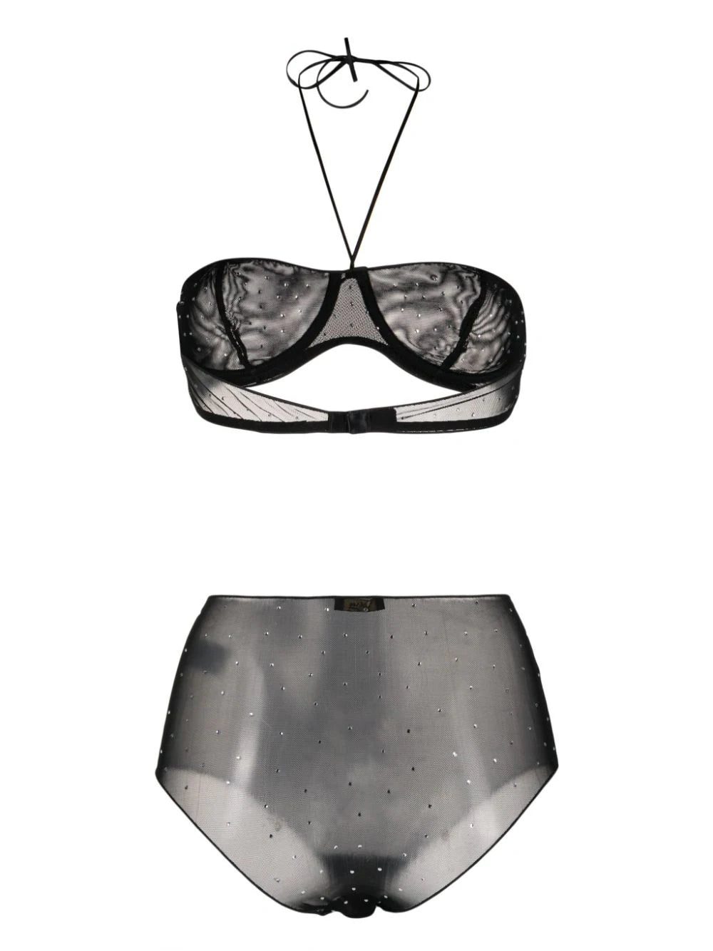 Oséree crystal-embellished mesh bra set - Image 2