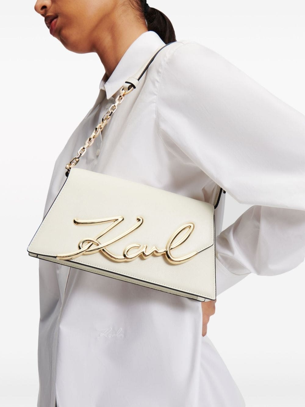 Karl Lagerfeld medium Signature leather shoulder bag - Image 5