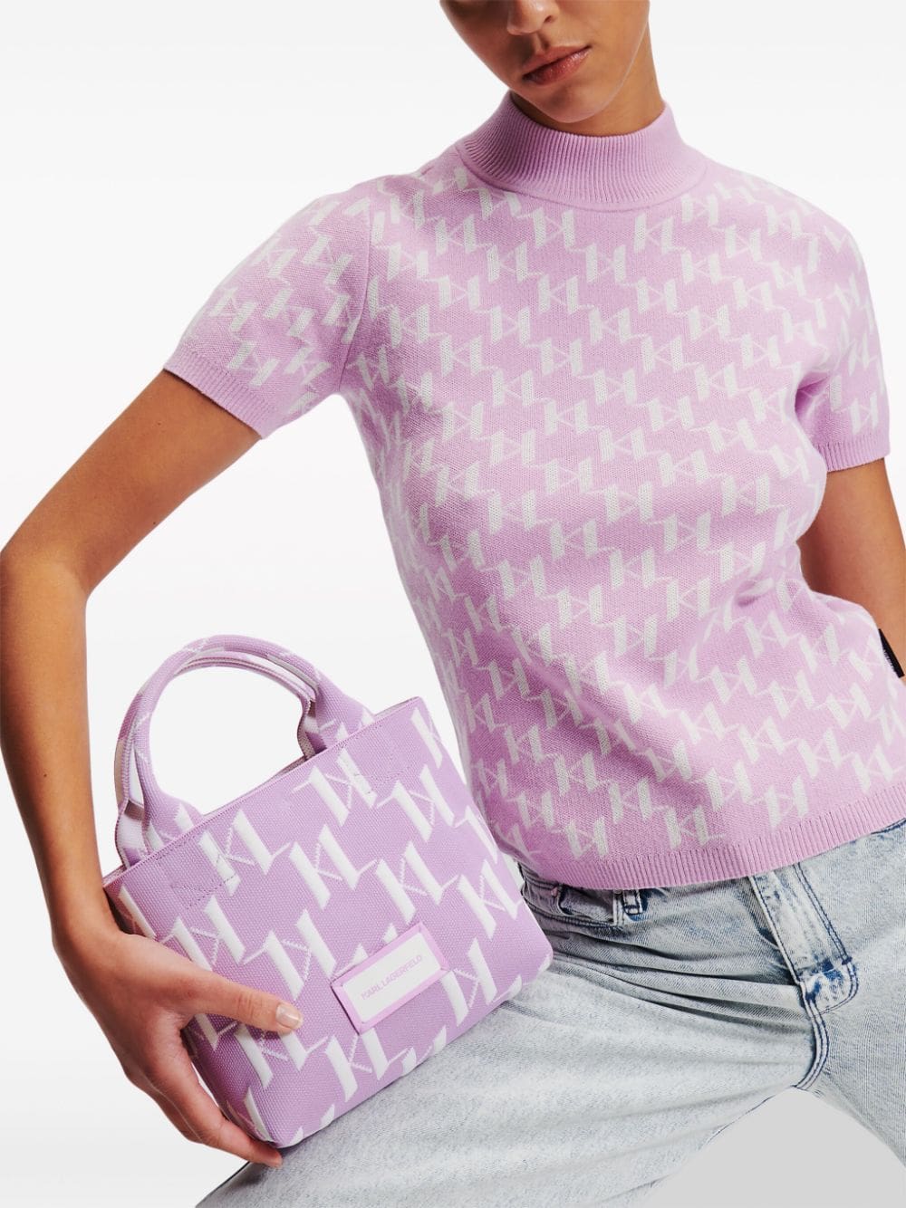 Karl Lagerfeld small K/Monogram knitted tote bag - Image 5