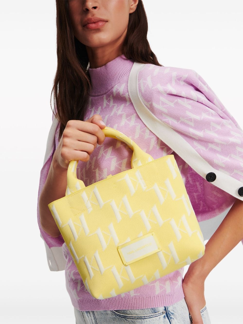 Karl Lagerfeld small K/Monogram knitted tote bag - Image 2