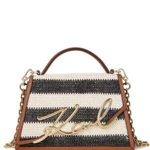Karl Lagerfeld medium Signature raffia top-handle bag
