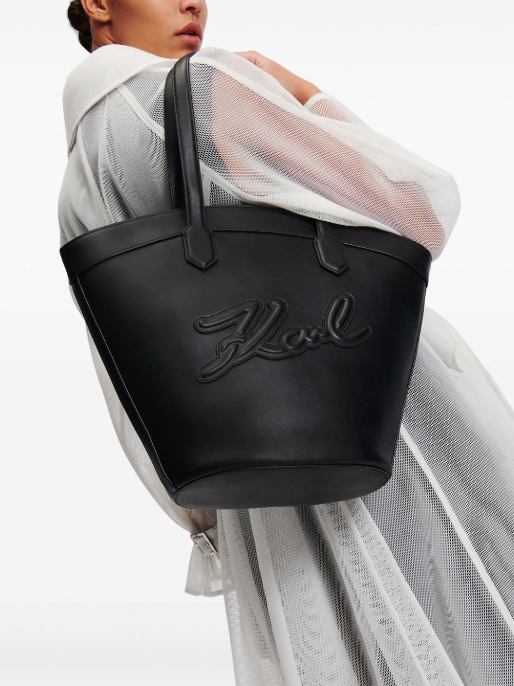 Karl Lagerfeld medium Signature Tulip leather tote bag - Image 2