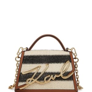 Karl Lagerfeld small Signature raffia top-handle bag